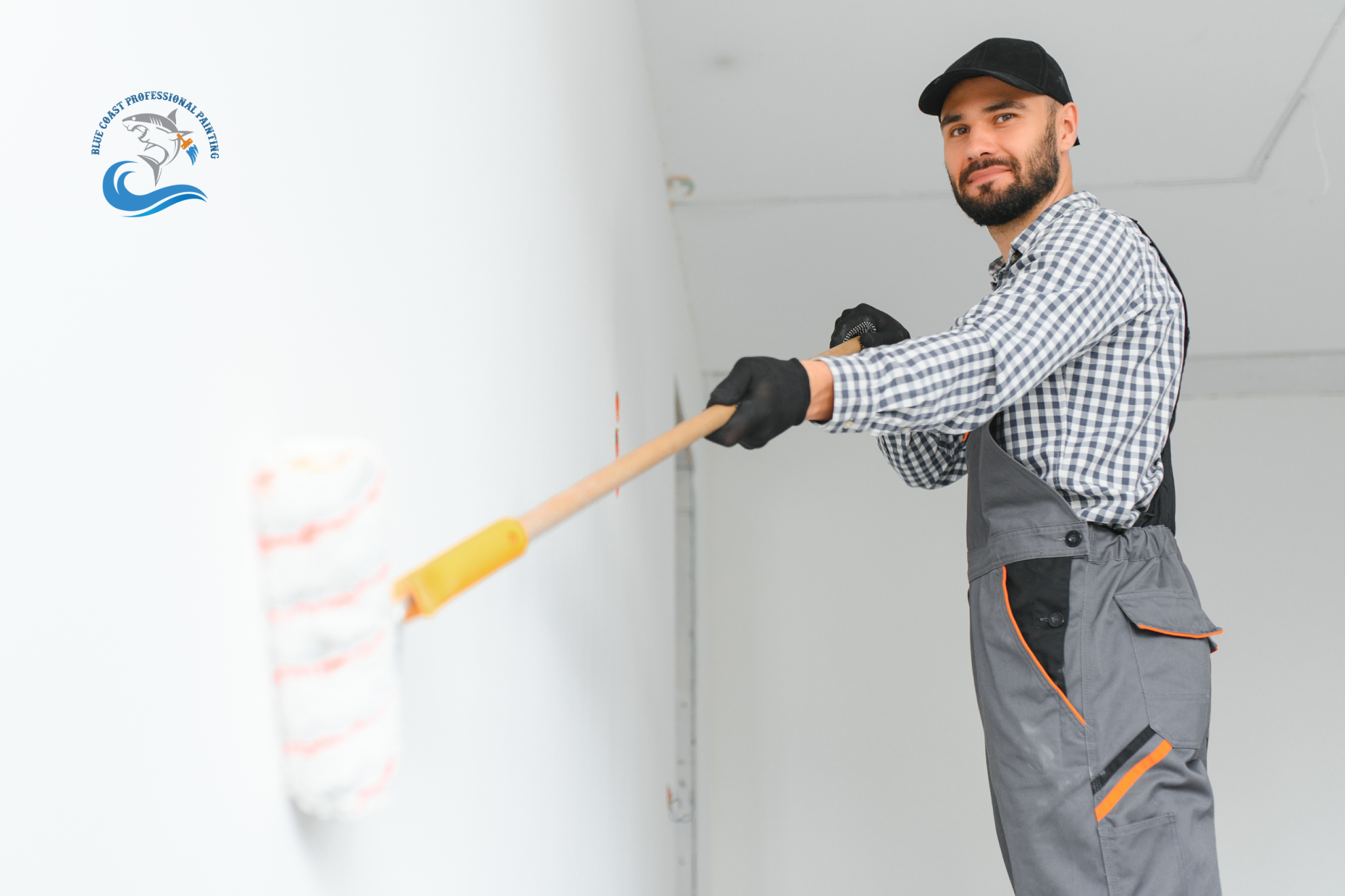 A professional painter in Los Angeles doing residential interior painting.