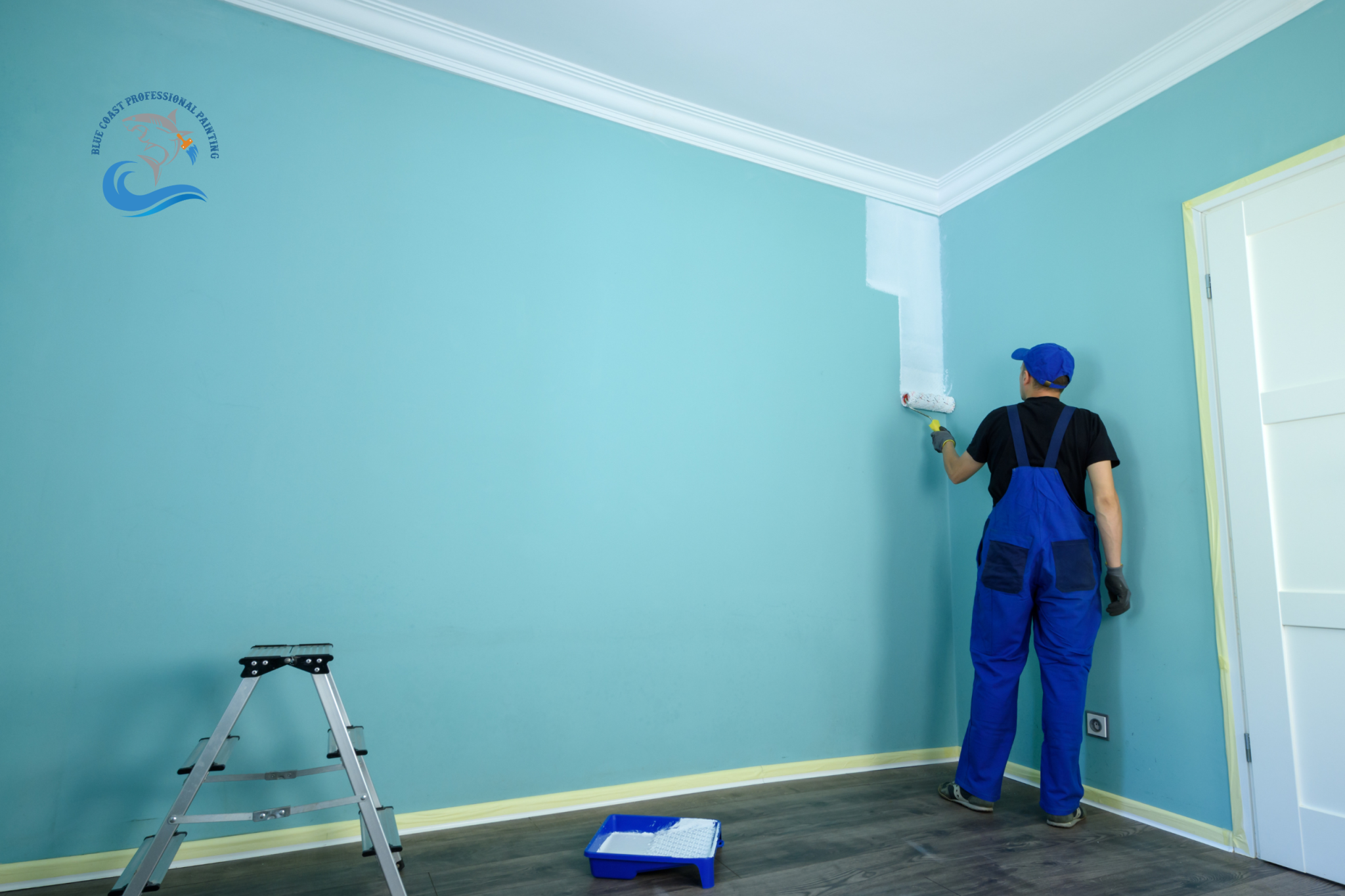 Painter painting a bedroom in Los Angeles, California.
