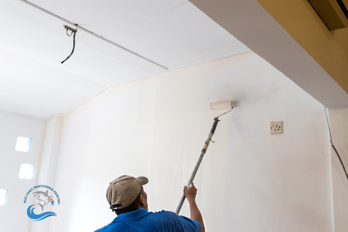 A professional painter painting inside a house in Glendale, California.