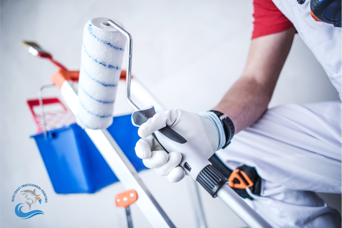 An expert painter with his tools ready to work in a Beverly Hills, California home.